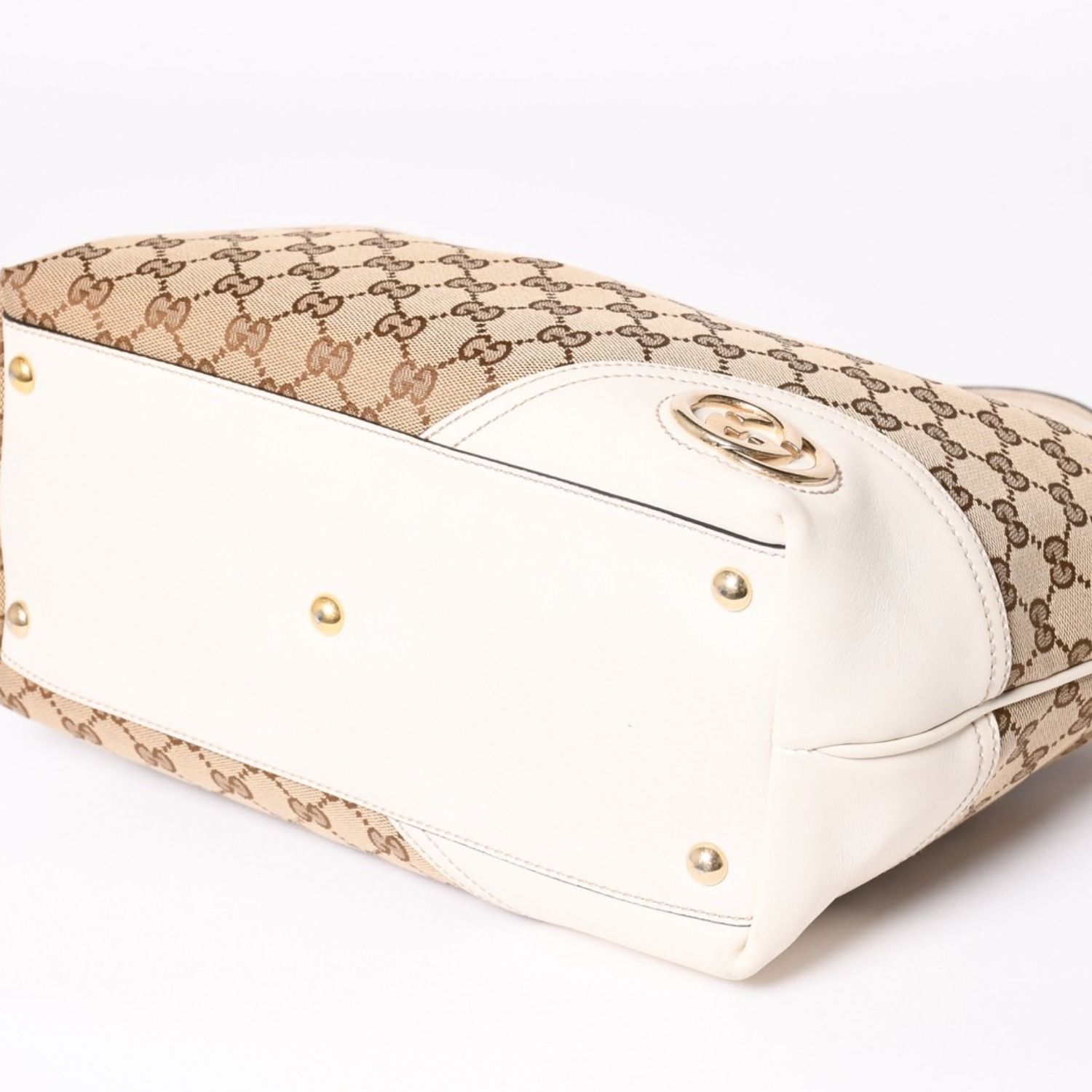 極美品 GUCCI グッチ トートバッグ ハンドバッグ GGキャンバス レザー 