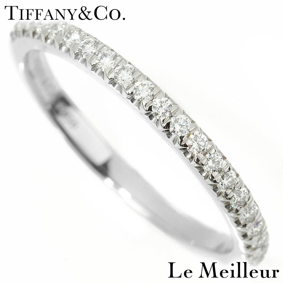 【新品仕上済】 TIFFANY&Co. ティファニー ソレスト ダイヤモンド プラチナ Pt950 ハーフエタニティ リング 11号 レディース 返品OK