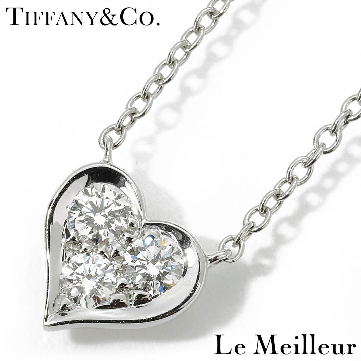 【新品仕上済】 TIFFANY&Co. センチメンタル ハート ダイヤモンド プラチナ Pt950 ハートネックレス 40.5cm レディース 返品OK