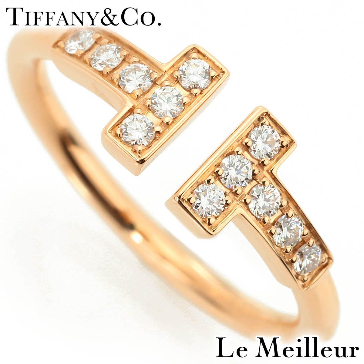 【新品仕上済】 TIFFANY&Co. ティファニー T ダイヤモンド ピンクゴールド K18PG ワイヤーリング 6.5号 レディース 返品OK