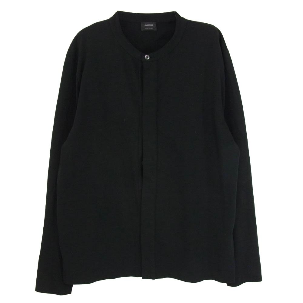 JIL SANDER ジルサンダー JSML707016ML24780872 コットン カーディガン カットソー バンドカラー ブラック系 L【中古】 JIL SANDER ジルサンダー JSML707016ML24780872 コットン カーディガン