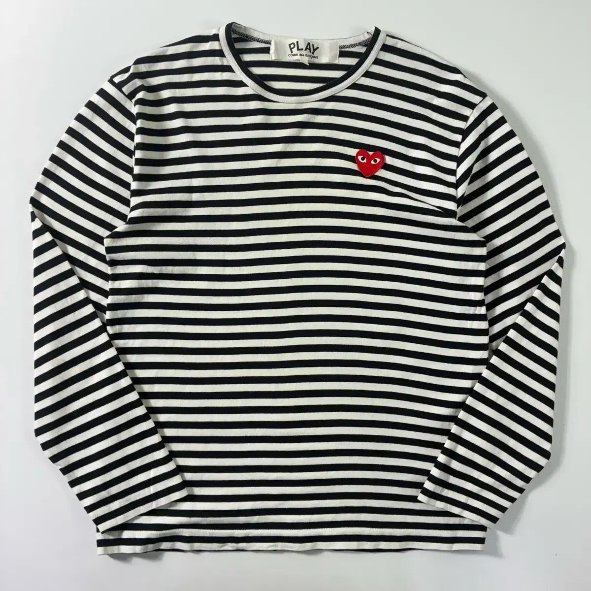 COMME des GARCONS 꼼데가르송 ハートワッペン ストライプ Tシャツ