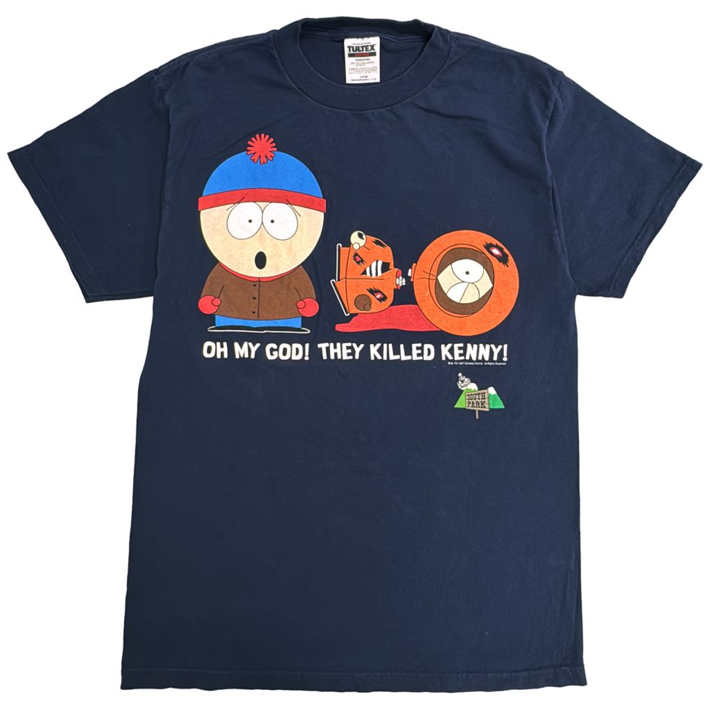 90年代 SOUTH PARK サウスパーク Ｔシャツ アニメ キャラクター ネイビー(メンズ L)中古 古着 Y2997