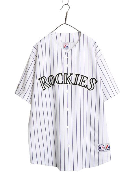 ロッキーズ ベースボール シャツ メンズ XXXL 程 MLB オフィシャル マジェスティック 大リーグ ユニフォーム ジャージ 重ね着 大きいサイズ