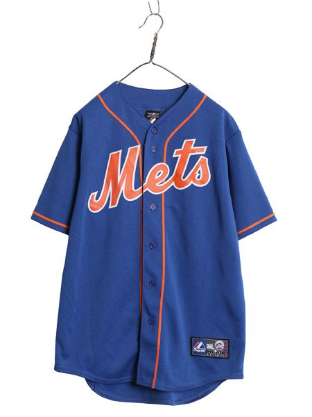 メッツ ベースボール シャツ メンズ M / MLB オフィシャル マジェスティック 大リーグ ユニフォーム ゲームシャツ メジャーリーグ ジャージ