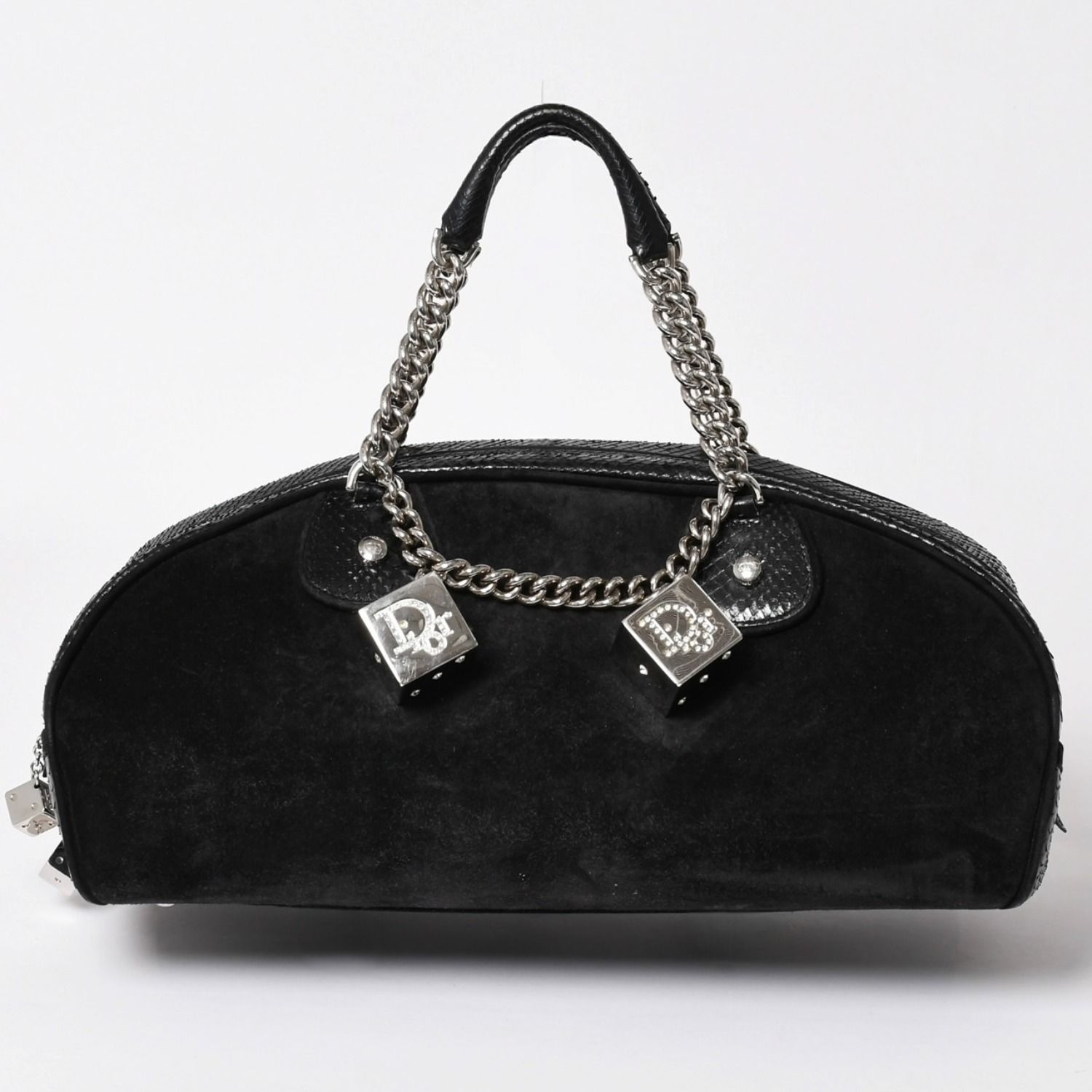 極美品 Christian Dior クリスチャンディオール Gambler Dice ギャンブラー ダイス ハンドバッグ 16-MA-0094 トロッター パイソン 中古 4a003478