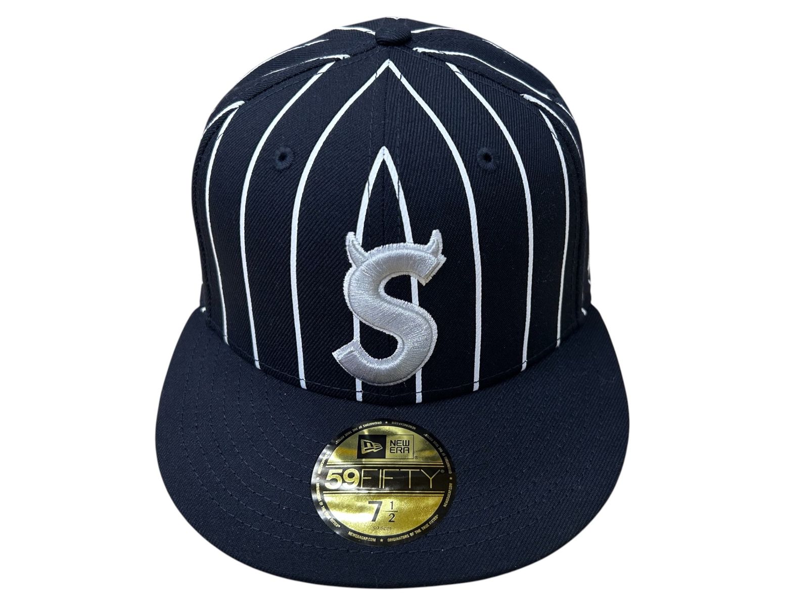 NEWERA (ニューエラ) ×Supreme 26SS Devil S Logo デビル Sロゴ シュプリーム ストライプ べーズボールキャップ 7½ 59.6cm インディゴ メンズ/027