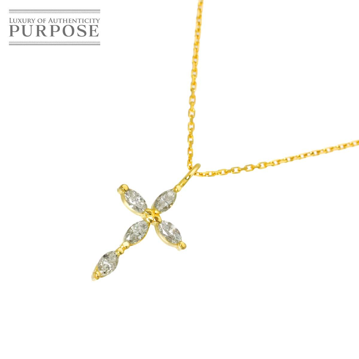 ダイヤ 0.35ct ネックレス 40cm K18 YG イエローゴールド 750 Diamond Necklace 90320458