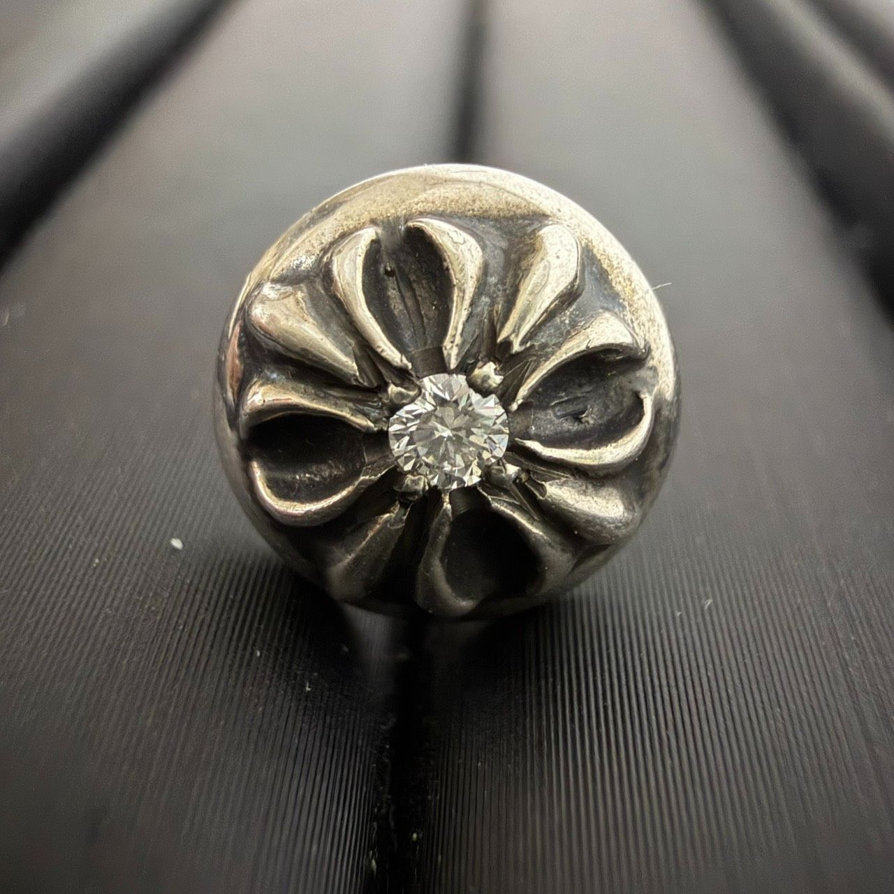 CHROME HEARTS Stud Cross Ball Dia クロムハーツ スタッド クロスボール ダイヤ ピアス アクセサリー 小物 シルバー メンズ レディース 美品