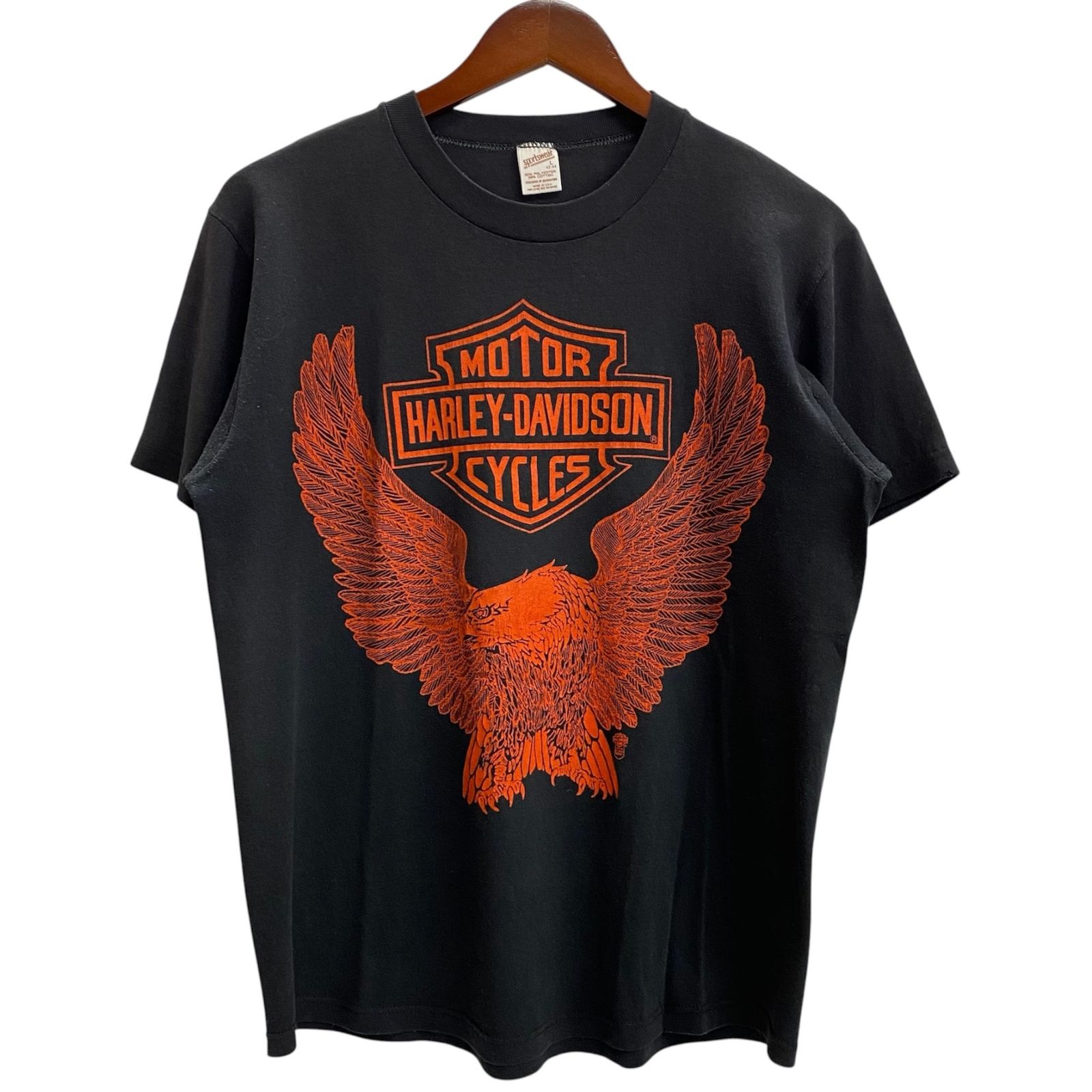 ハーレーダビットソン HARLEY-DAVIDSON 80's sportswear USA製 イーグル 両面プリント Tシャツ ブラック Lサイズ 201MT-6121 VB