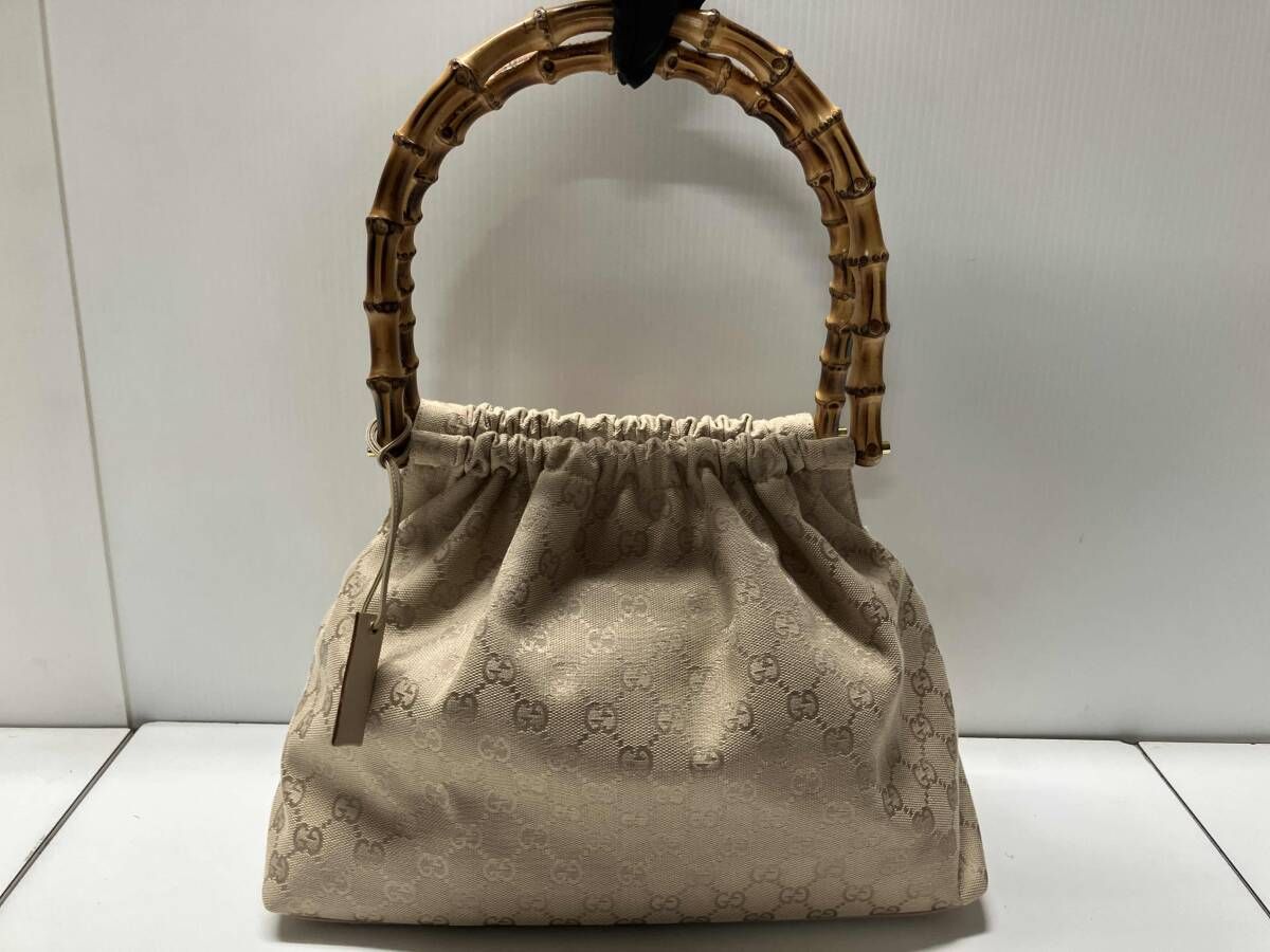 GUCCI GGキャンバス バンブー ハンドバッグ 92708.001998 ベージュ系 トートバッグ