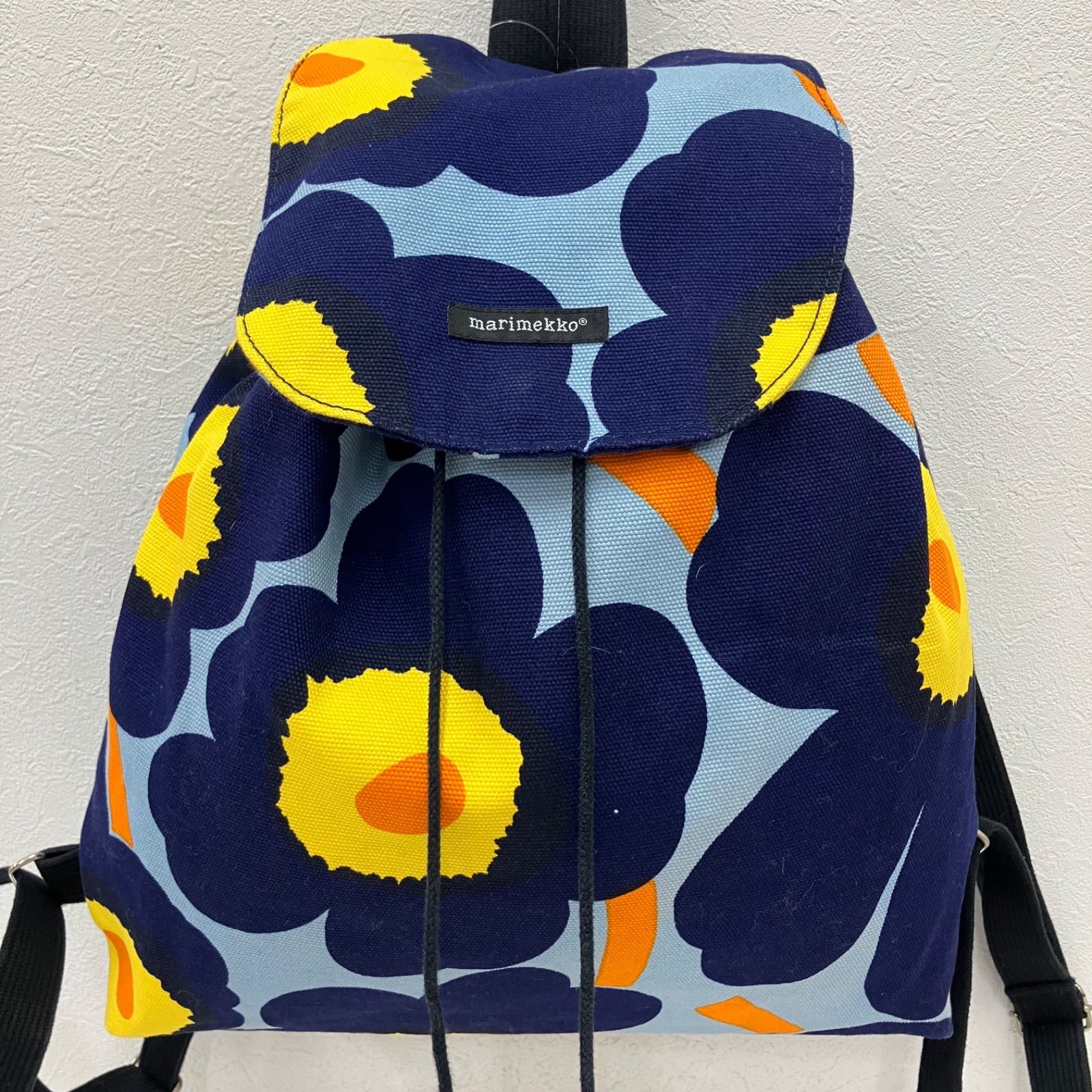 3920　marimekko　マリメッコ　リュックサック　リュック　バックパック　Unikko　ウニッコ　キャンバス　花柄　ブルー　ライトブルー　水色　ネイビー　レディース　イエロー　オレンジ