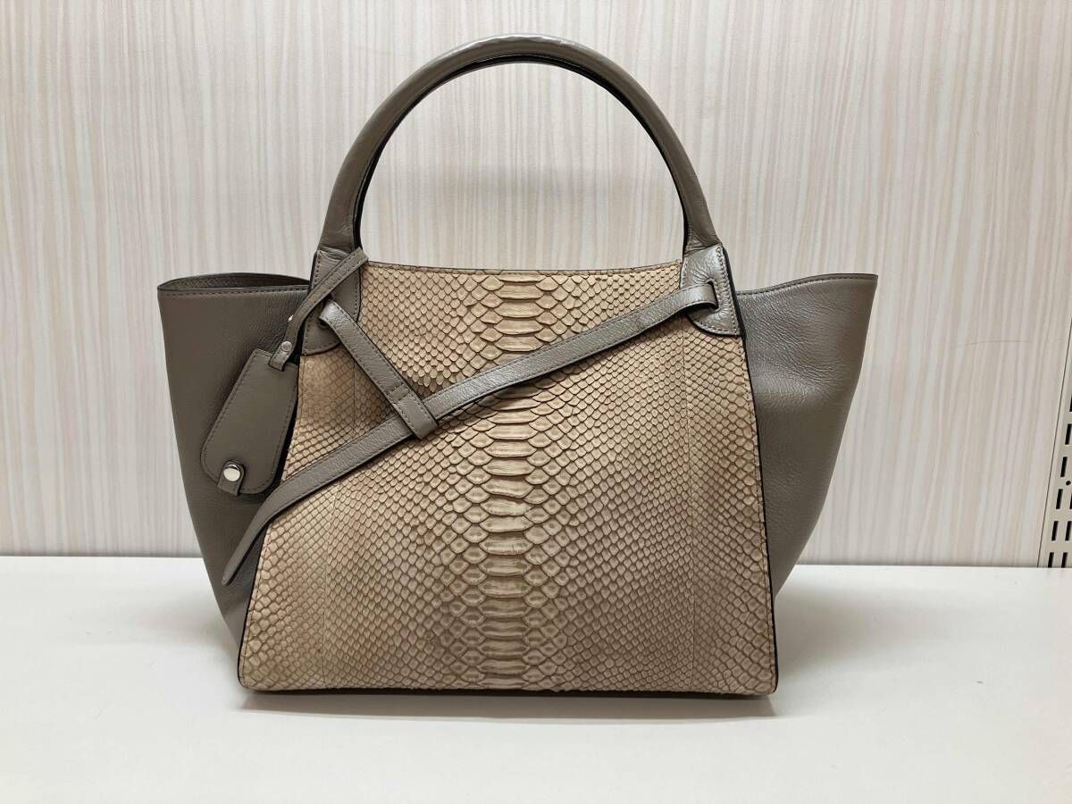 ショルダーベルト欠品 Semplice センプリチェ ダイヤモンドパイソン トートバッグ