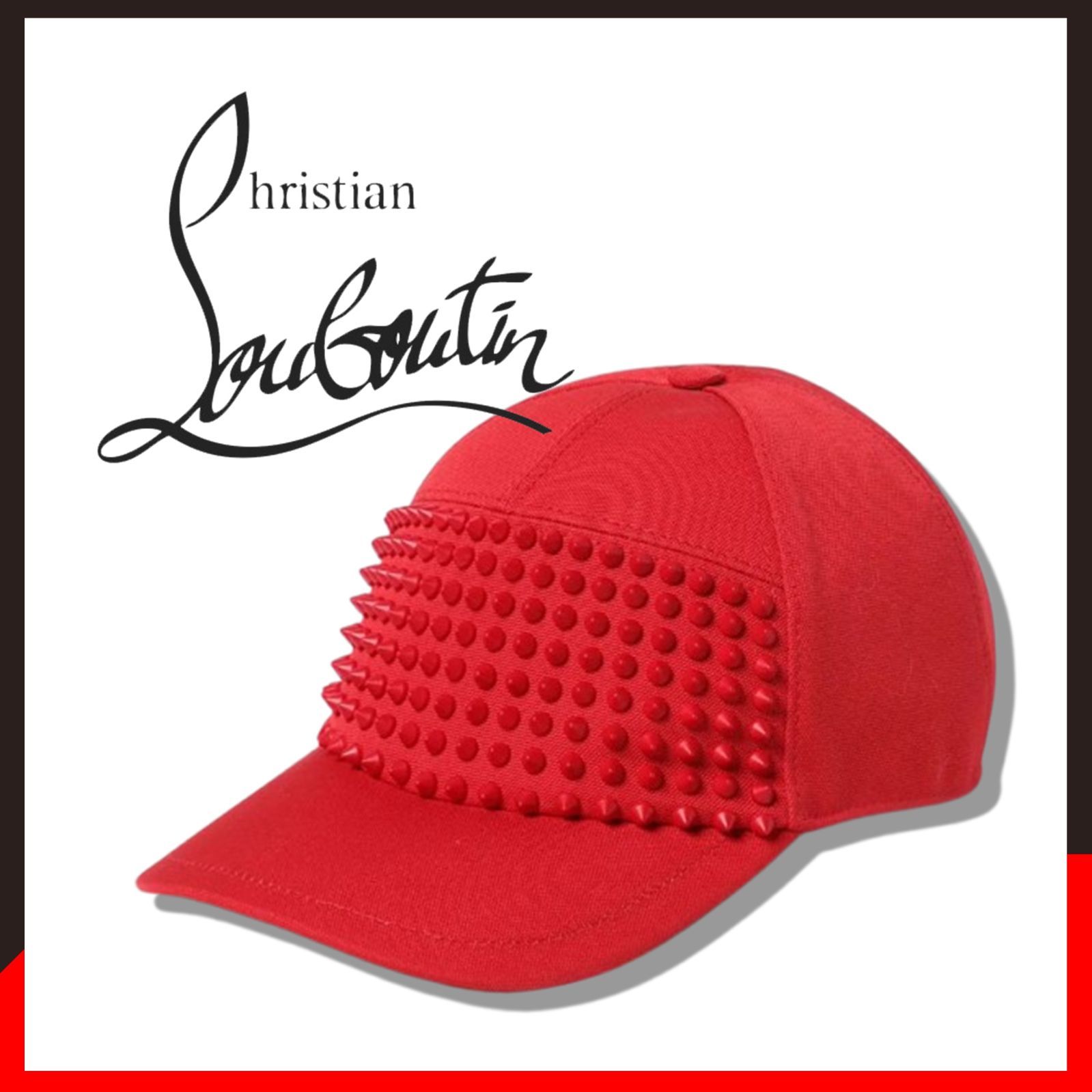 新品 未使用 クリスチャン ルブタン エンキ スパイク キャップ レッド XL【Christian Louboutin】ベースボールキャップ