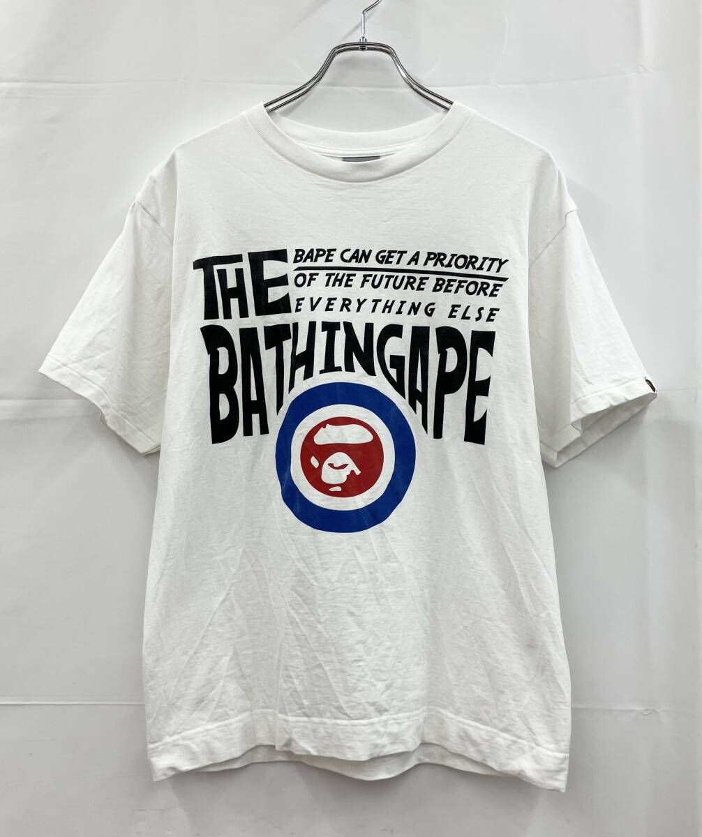 A BATHING APE アベイシングエイプ 半袖Tシャツ ターゲットロゴ ビートルズロゴ 日本製 サイズ不明 ホワイト 夏