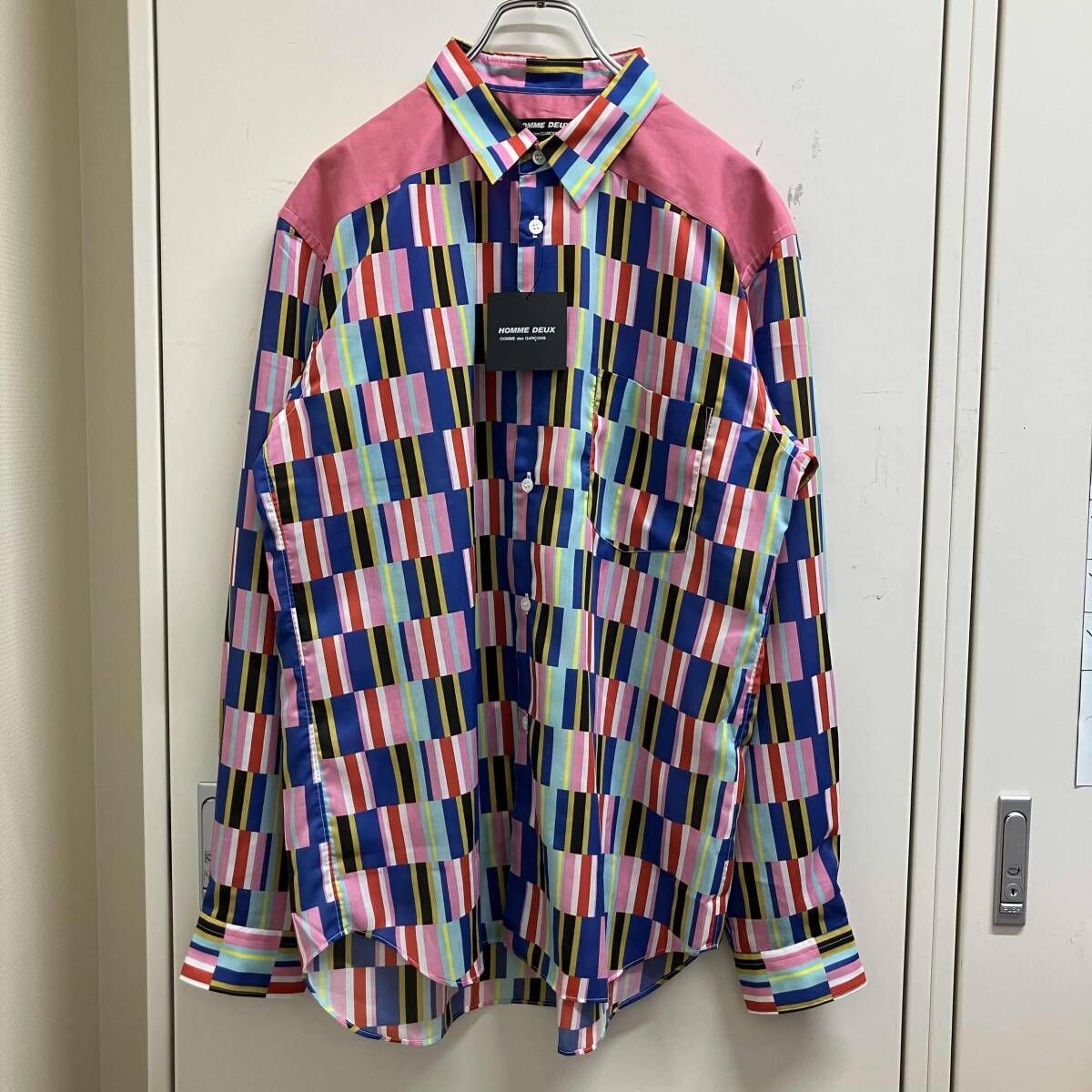 25AW COMME des GARCONS HOMME DEUX ジオメトリック ローンドレスシャツ DP-B032 サイズL 総柄 コムデギャルソン・オム・ドゥ