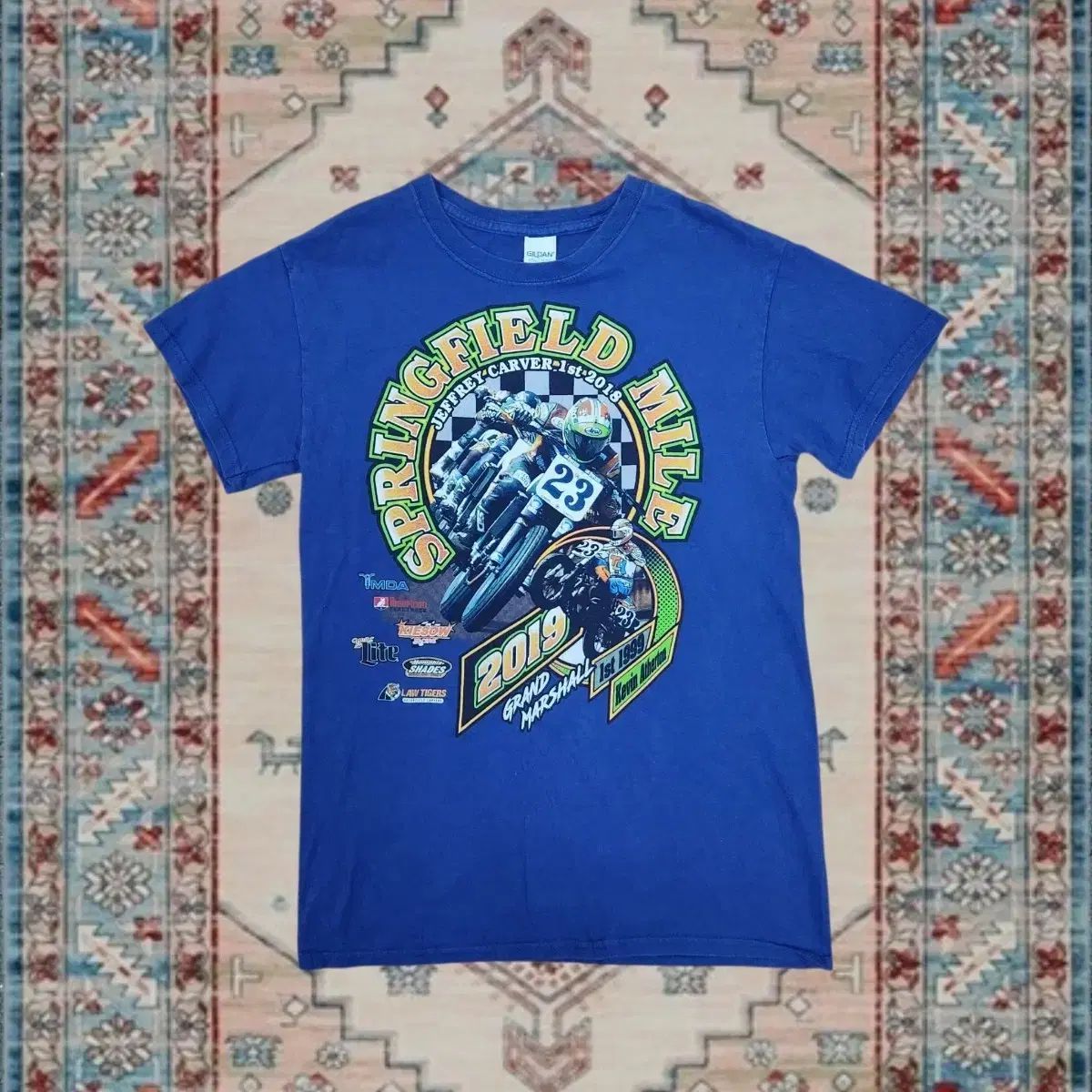 USA Vintage スプリングフィールド ライダースジャケット レーシング Tシャツ S