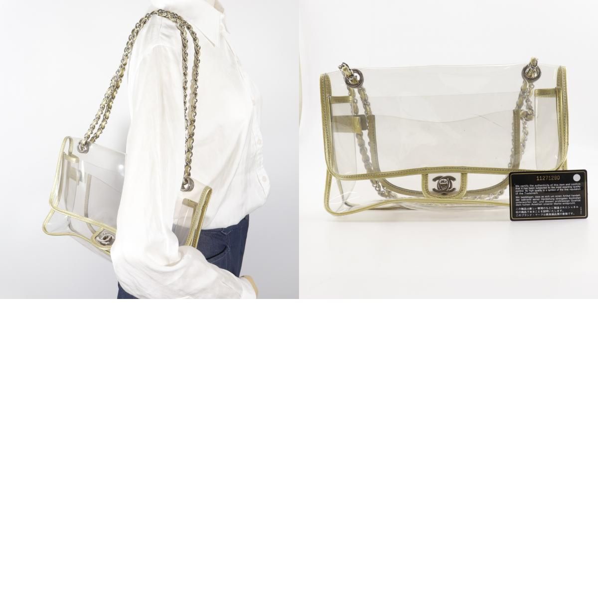 CHANEL】シャネル チェーンショルダー ビニール クリア/ゴールド 
