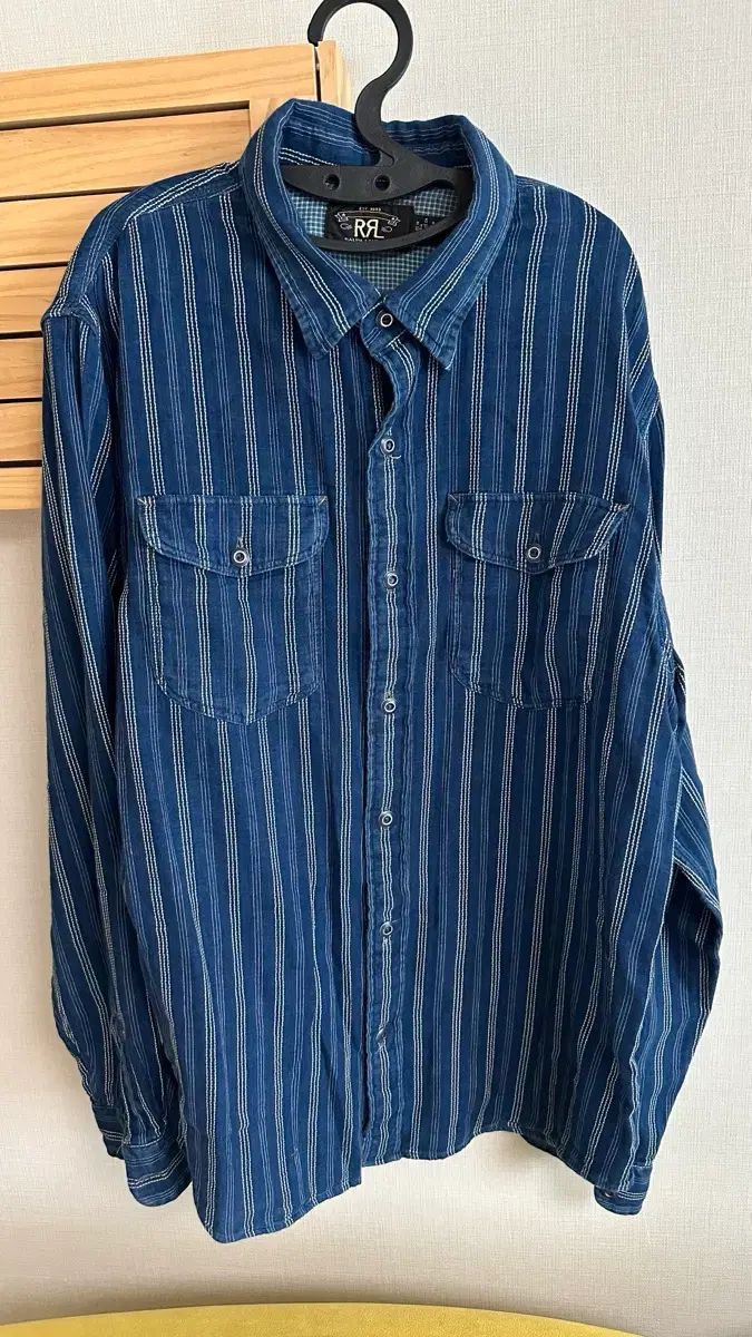 RRL ダブルフェイス Indigo ストライプ ウォーク シャツ L