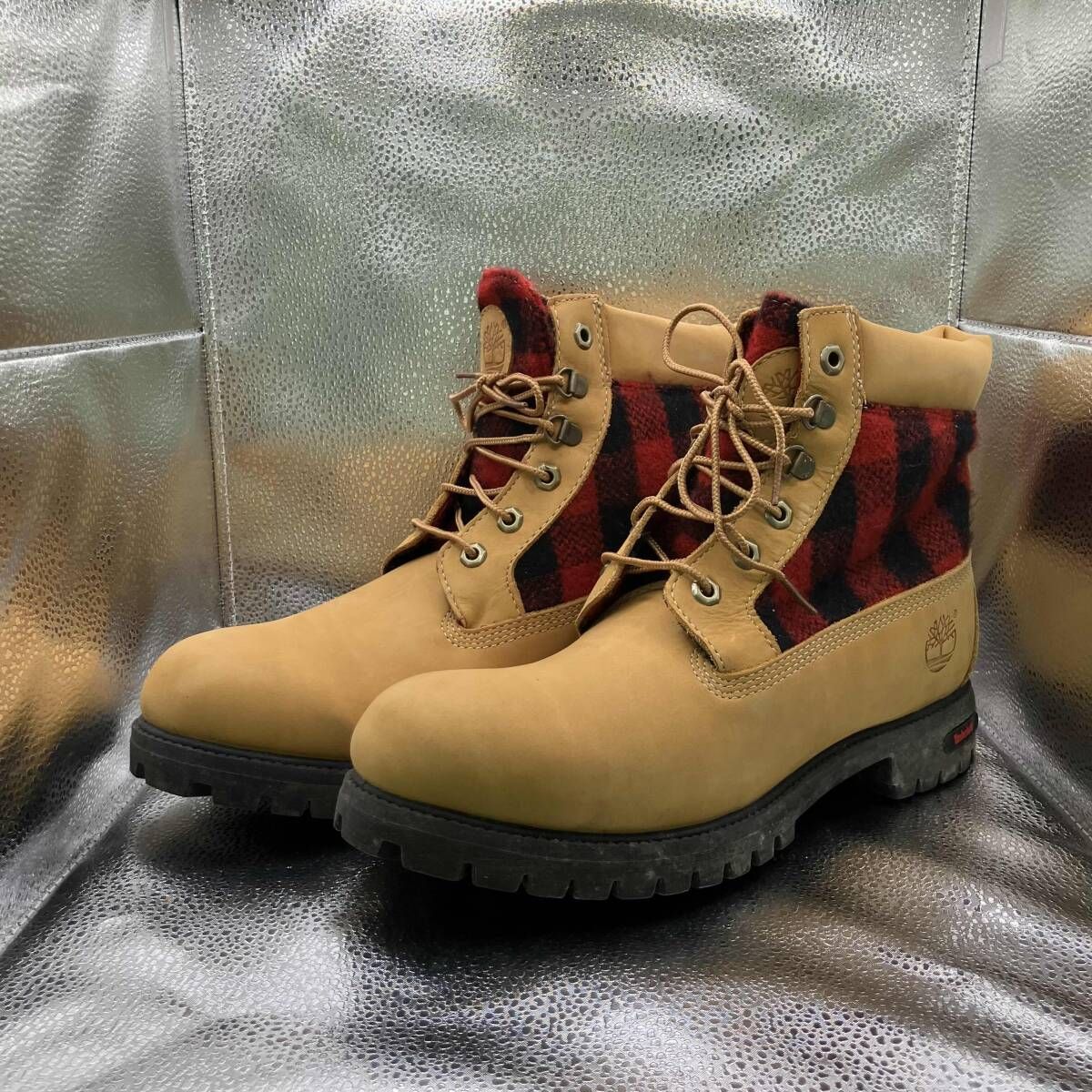 Timberland ワークブーツチェック柄切替 サイズ28 ブラウン ティンバーランド