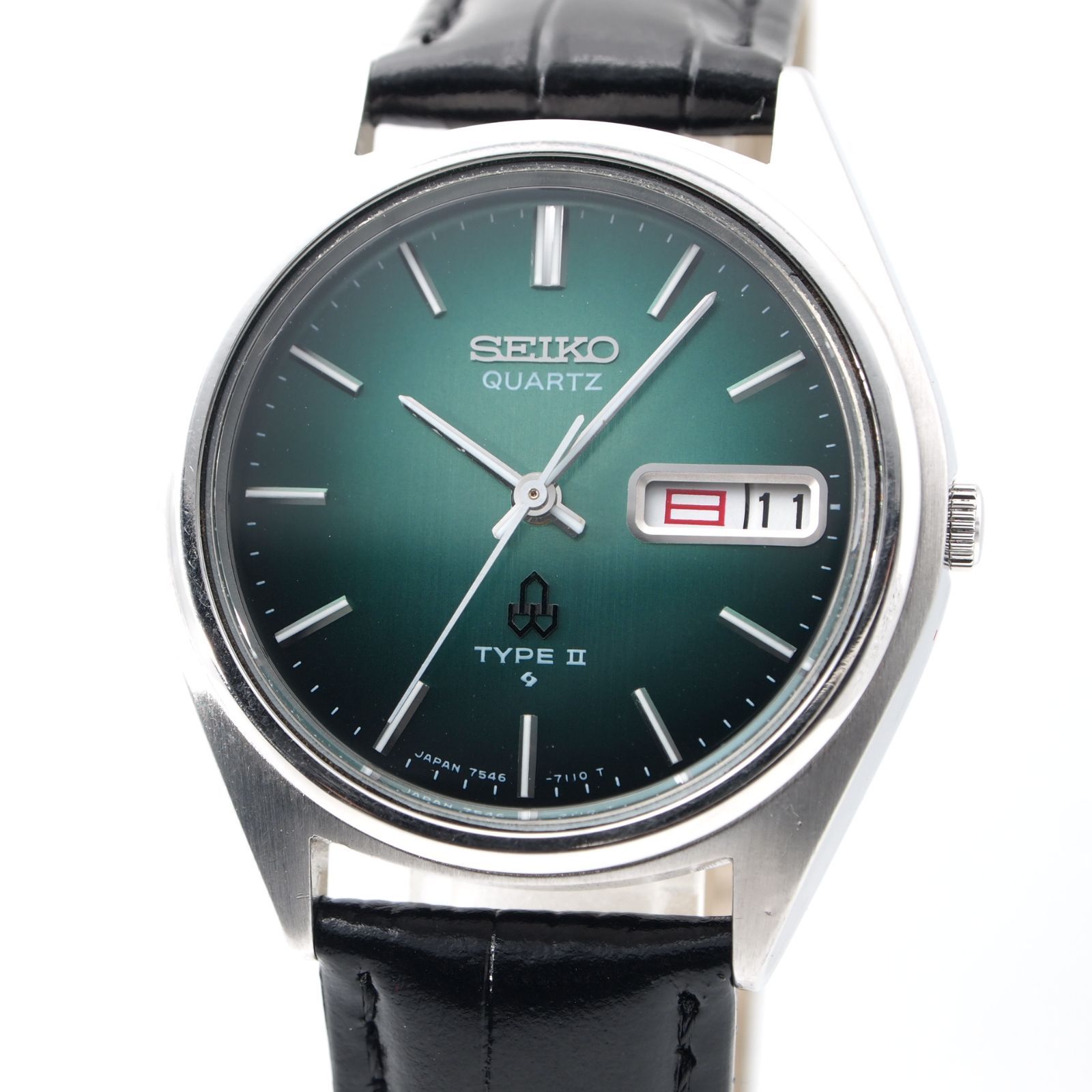 OH済 SEIKO TYPE2 タイプ2 7546 グリーン ビンテージクォーツ