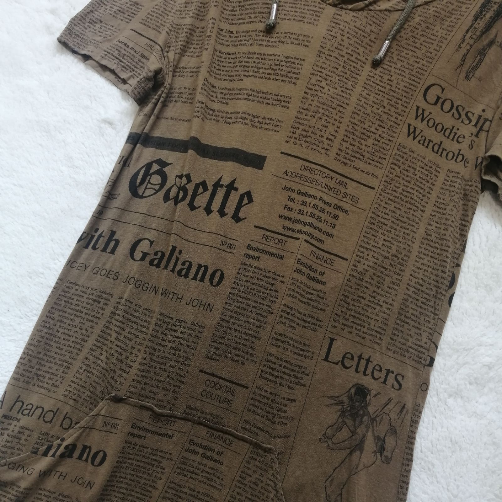 ヤ*ン様 John Galliano ジョンガリアーノ　新聞 ニュースペーパーシ ジョンガリアーノ ニュースペーパー チュニック ワンピース 半袖