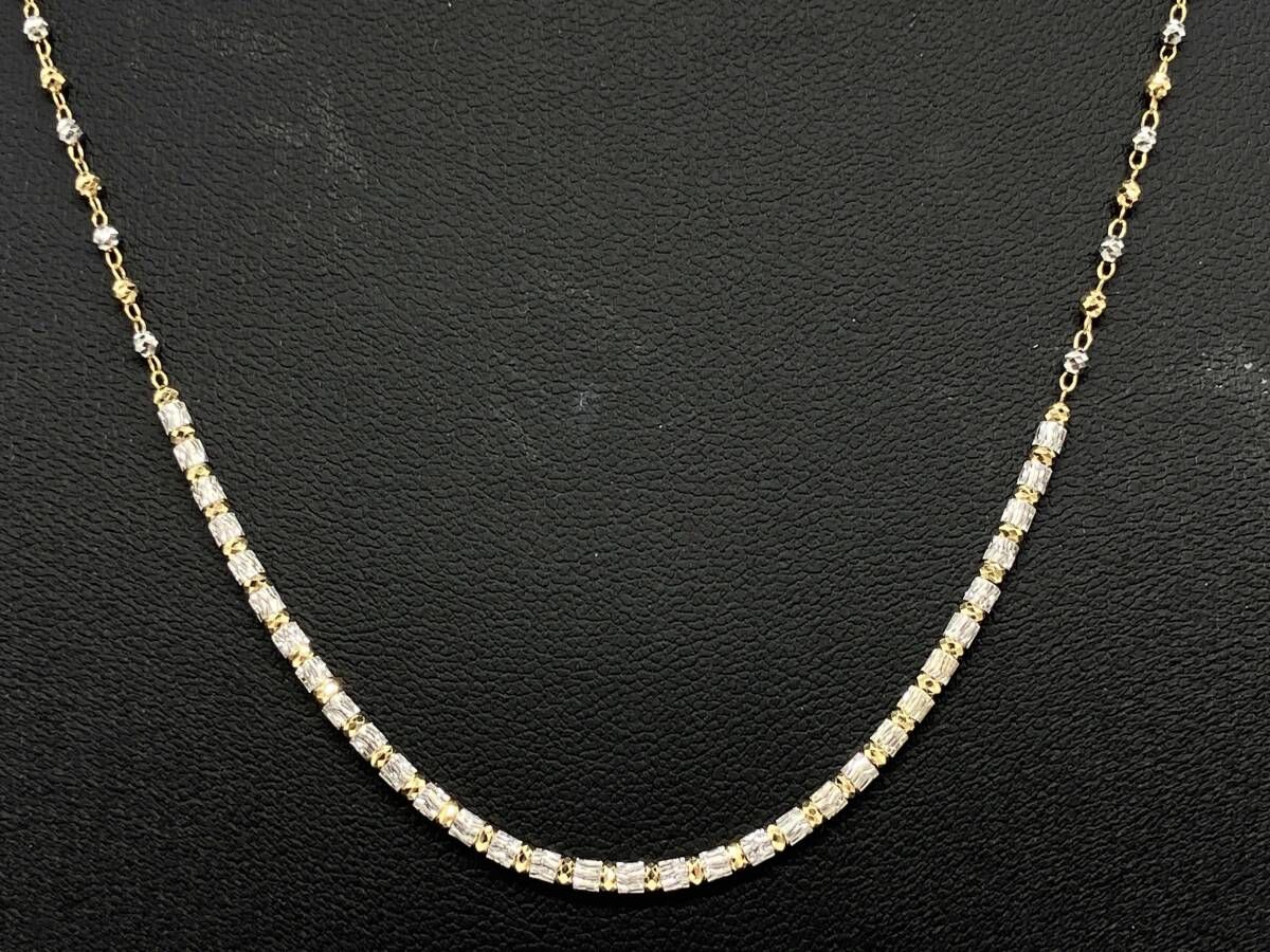 【美品】K18 K18WG 総重量約3.8g 約46cm ゴールド イエローゴールド ホワイトゴールド レディース アクセサリー ネックレス ボールチェーン