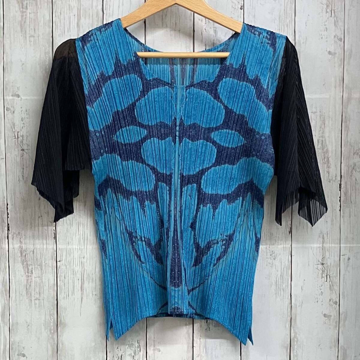 PLEATS PLEASE ISSEY MIYAKE イッセイミヤケ PP33-JK652 レディース カットソー 半袖シャツ slze3 ブルー ターコイズブルー