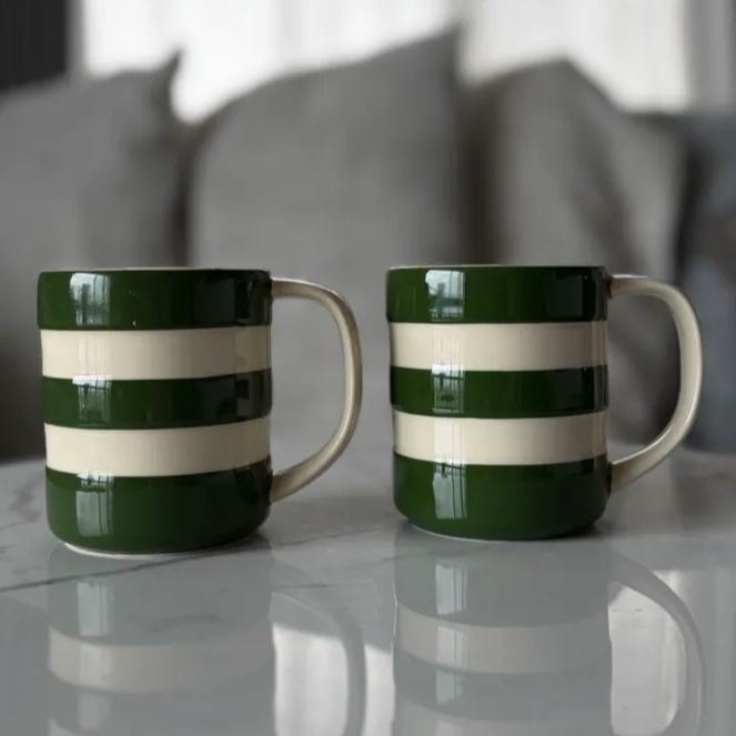 【ご予約品】コーニッシュウェア｜グリーン｜10ozマグカップ×2｜サイドプレート×2