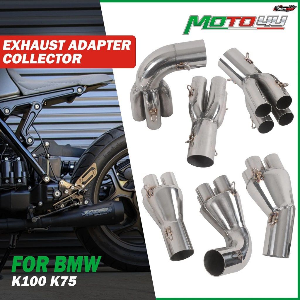 BMW K100 K75用 30/90/180度モーターサイクルステンレススチールエキゾーストアダプターコレクターカフェレーサー改造