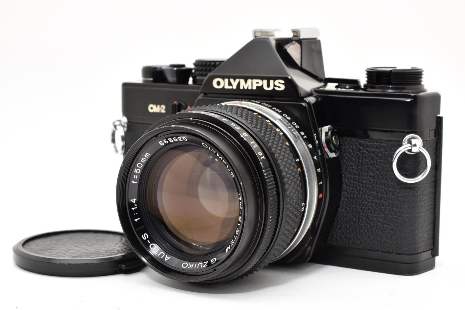 6981 【良品】 Olympus Om-2 Black Slr Film Camera G.Zuiko Auto-S 50mm F1.4 Prime Lens オリンパス Mfフィルムカメラ