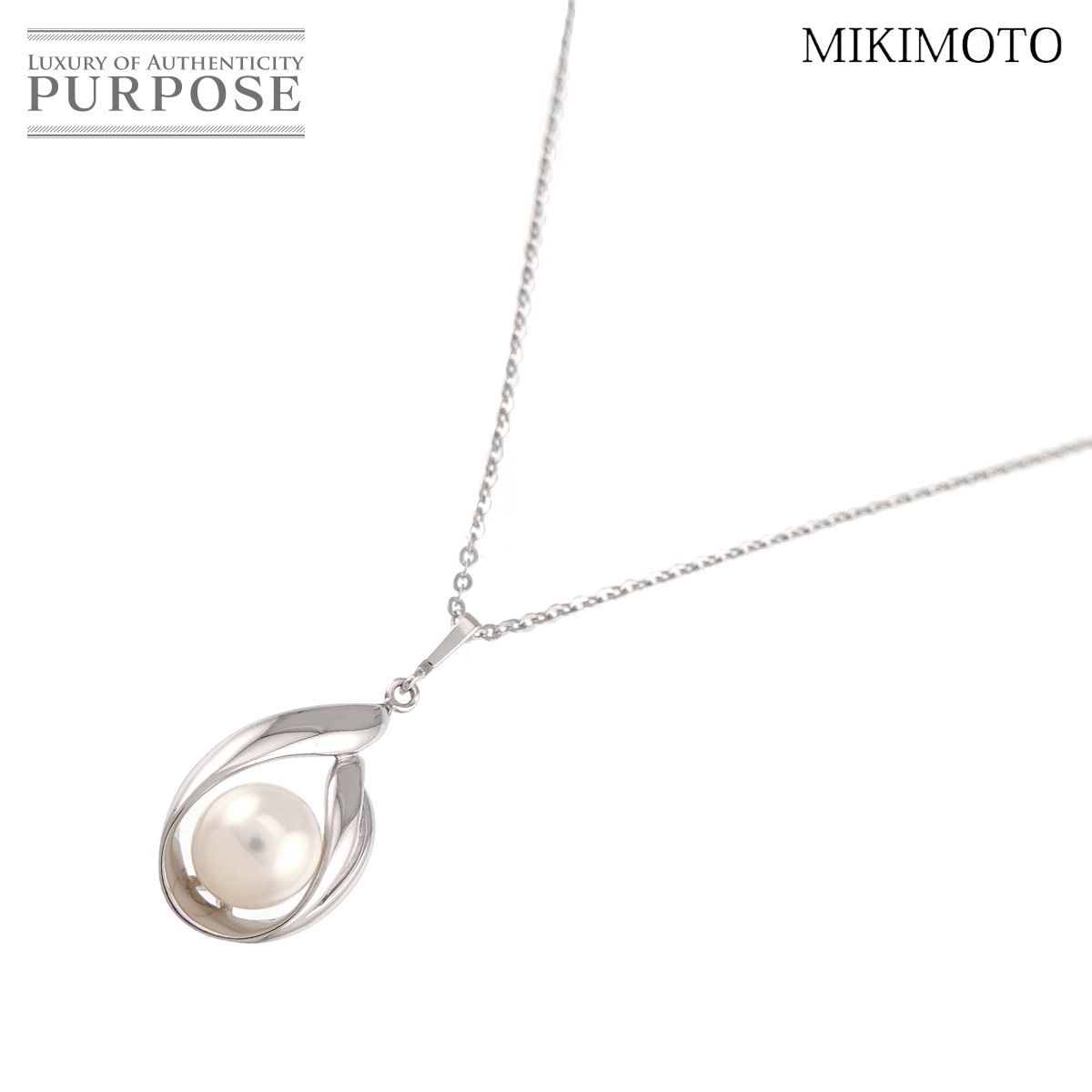 ミキモト MIKIMOTO アコヤ真珠 7.0mm ネックレス 40cm K18 WG ホワイト