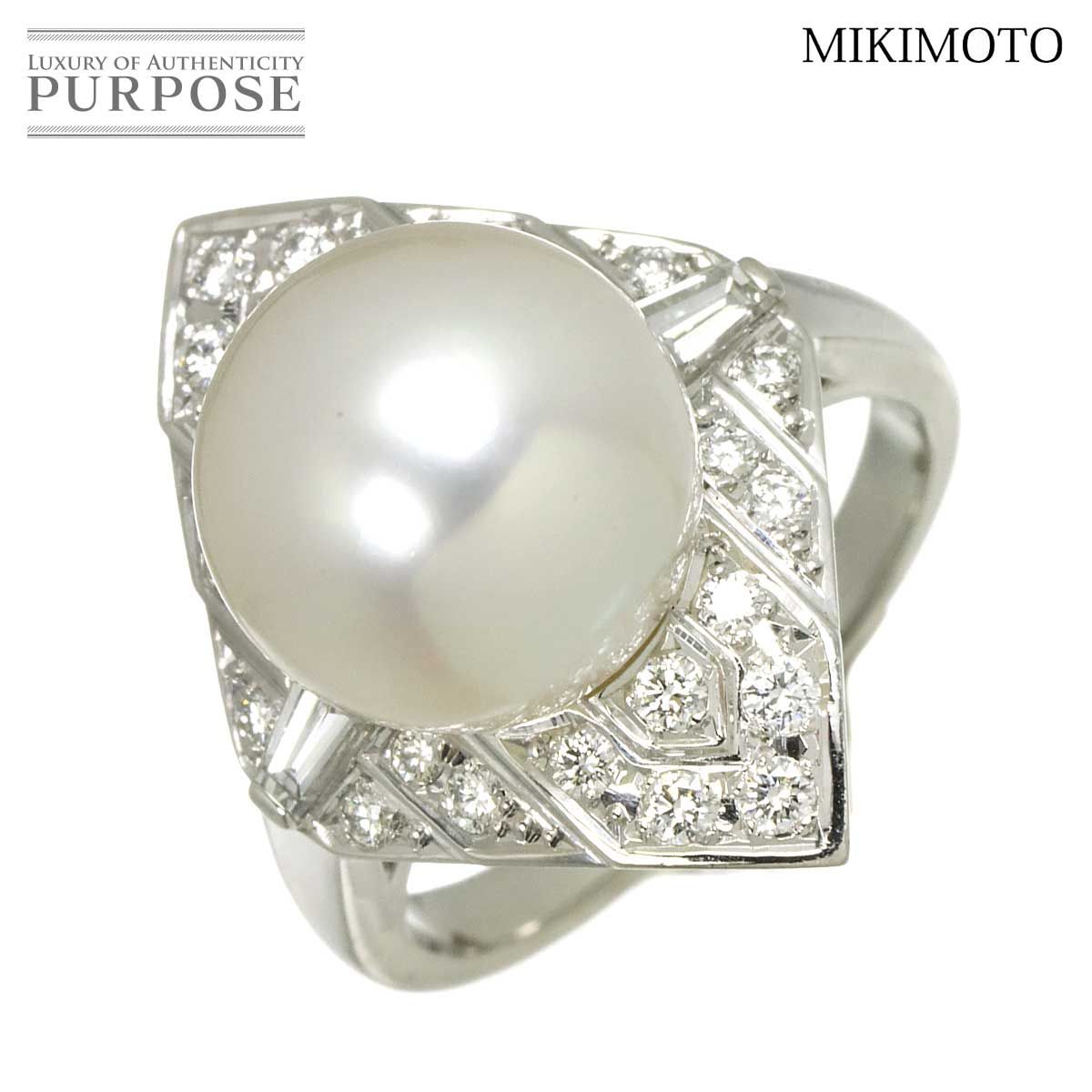 ミキモト MIKIMOTO 11号 リング 白蝶真珠 11.2mm ダイヤ 0.52ct Pt プラチナ パール 指輪 South Sea pearl Ring 90321556