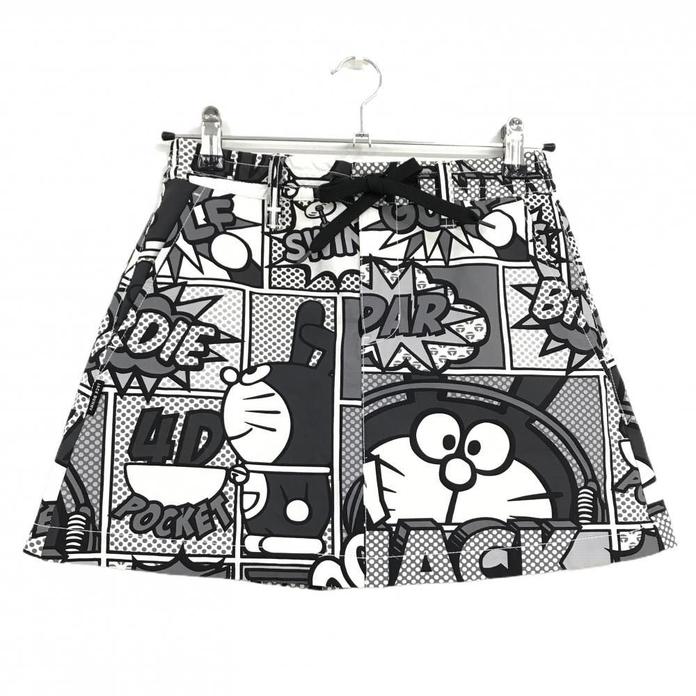【超美品】ジャックバニー×ドラえもん スカート オフホワイト×グレー×ライトグレー 総柄 レディース 1(M) ゴルフウェア Jack Bunny