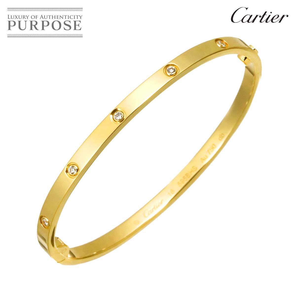 カルティエ Cartier ラブ ブレス スモール SM フル ダイヤ #16 K18 YG 750 ブレスレット バングル Bracelet 90323353