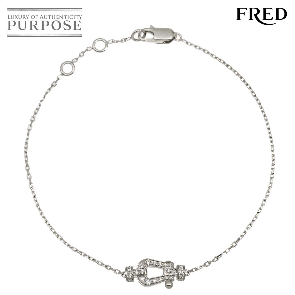 フレッド FRED フォース10 スモール SM ダイヤ ブレスレット 16.5cm K18 WG チェーン 750 Force 10 Bracelet 90326243