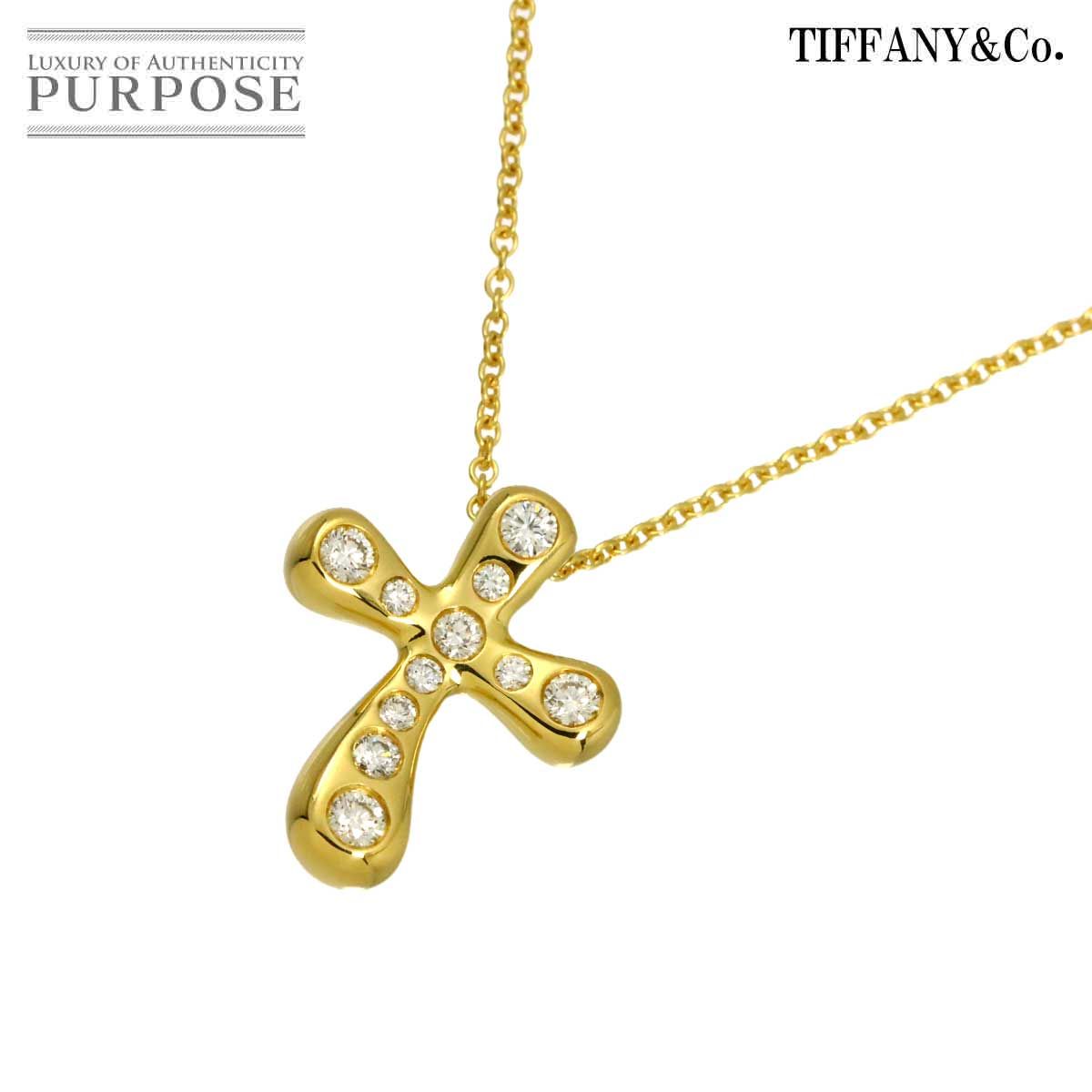 ティファニー TIFFANY&Co. ドッツ クロス ダイヤ ネックレス 40cm K18 YG イエローゴールド 750 Necklace 90326566