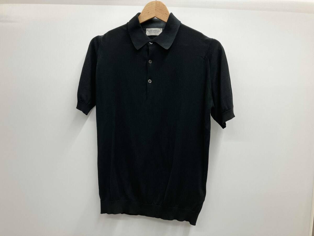 JOHN SMEDLEY ジョン スメドレー 半袖ポロシャツ ニット MADE IN ENGLAND イングランド製 サイズS ブラック 8,301円