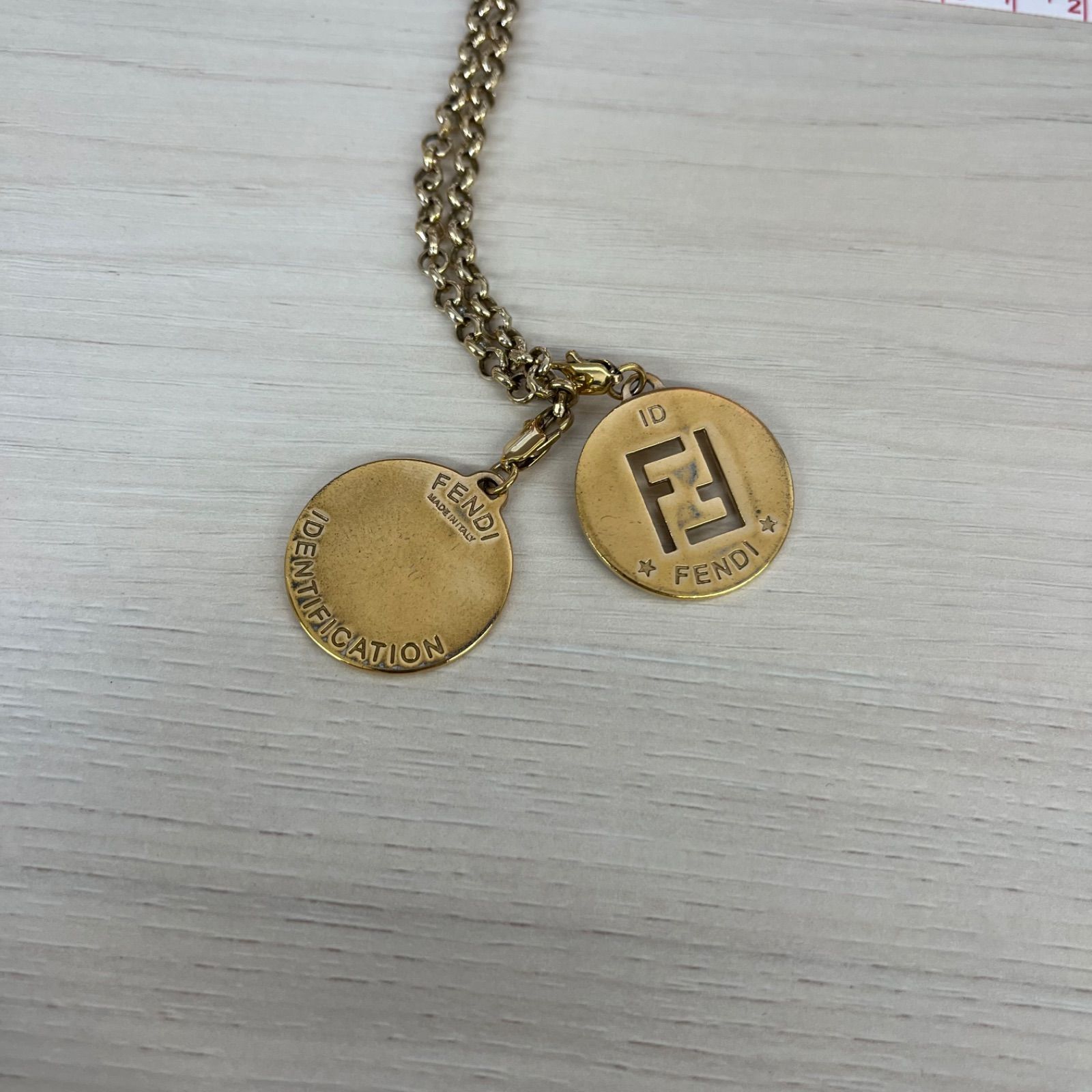 s) FENDI フェンディ FF 柄 ネックレス ペンダントチャーム チェーン 