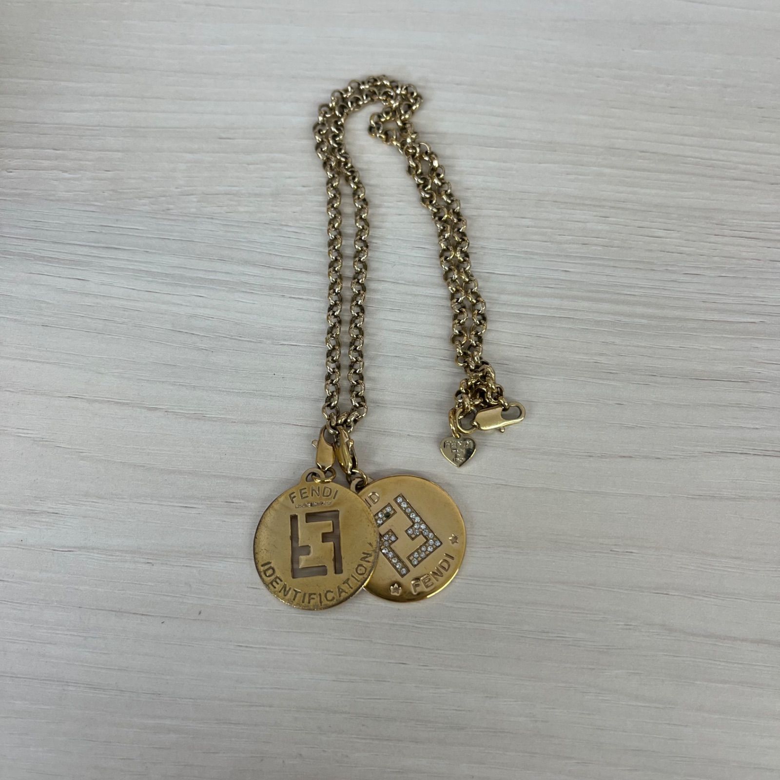 s) FENDI フェンディ FF 柄 ネックレス ペンダントチャーム チェーン