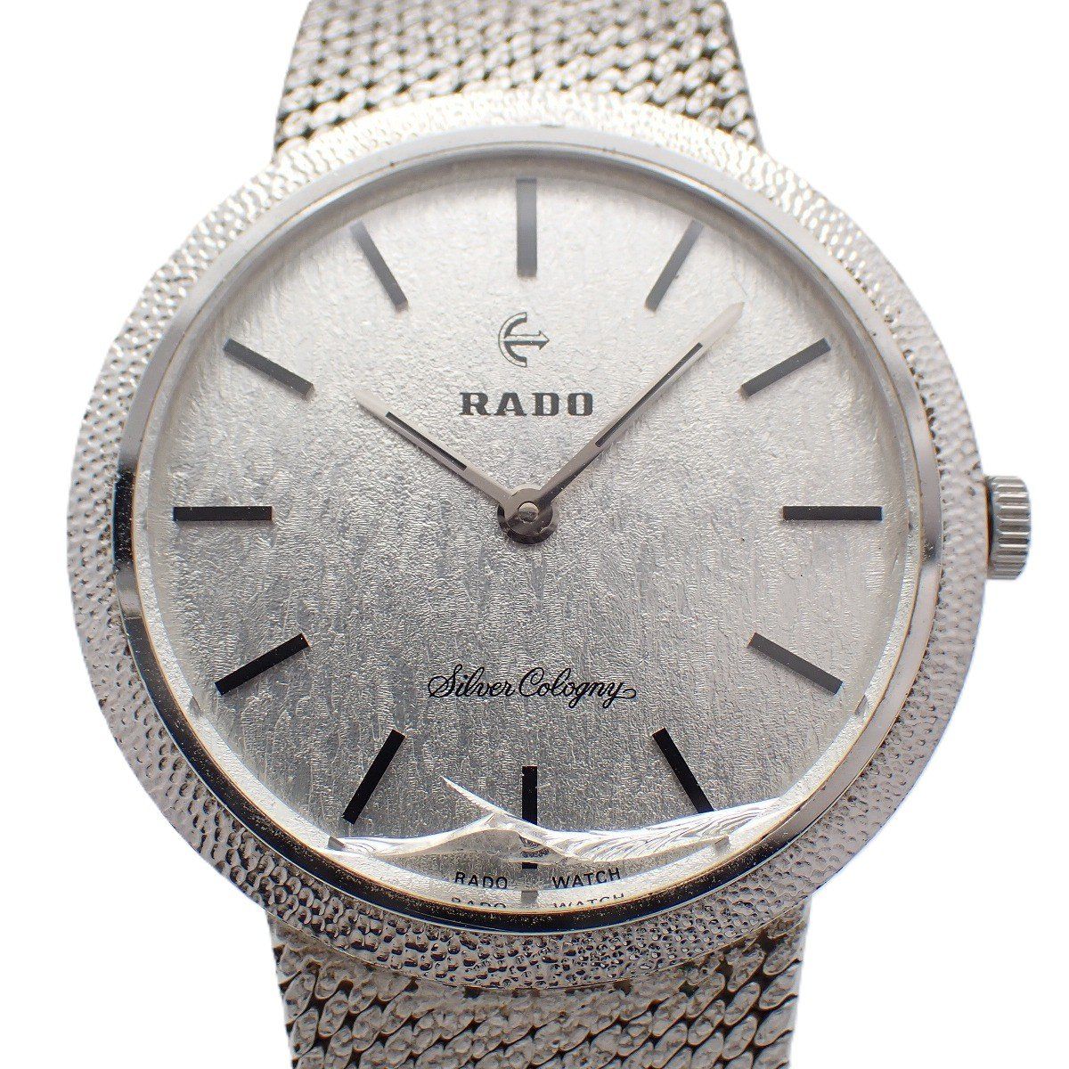 稼働RADO シルバーコロニー手巻き時計 メッシュベルト ホワイト