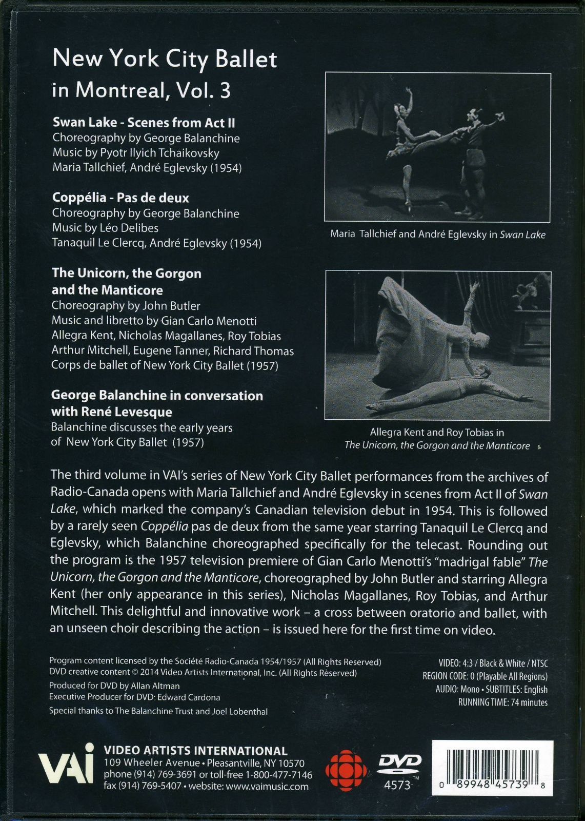 Balanchine: New York City Ballet in Montreal: Volume 3 [DVD] 7,714円
