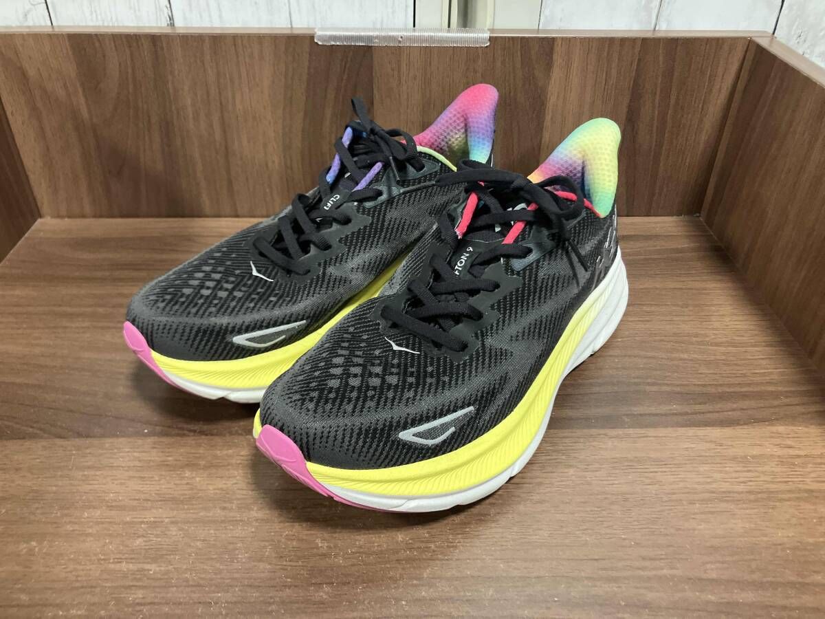 HOKA ONE ONE F227223E M CLIFTON 9 ホカ オネオネ 27cm ランニングシューズ ブラック マルチカラー メンズ スニーカー 現品のみ