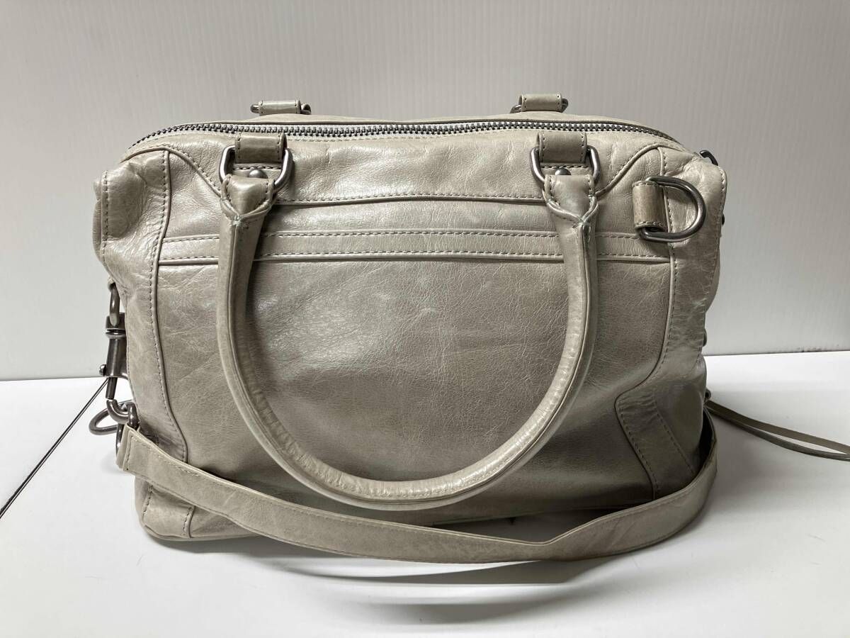 REBECCAMINKOFF レベッカミンコフ 2way レザーショルダーバッグ バンドバッグ 革製 ライトグレー系 横幅約37cm