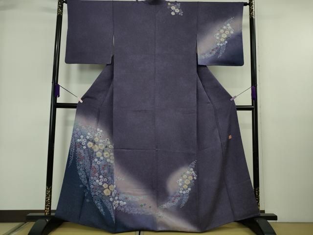 平和屋着物●極上　伝統工芸士　寺谷昇　訪問着　辻が花　暈し染め　金通し地　深紫色地　逸品　DZAB6709kh6