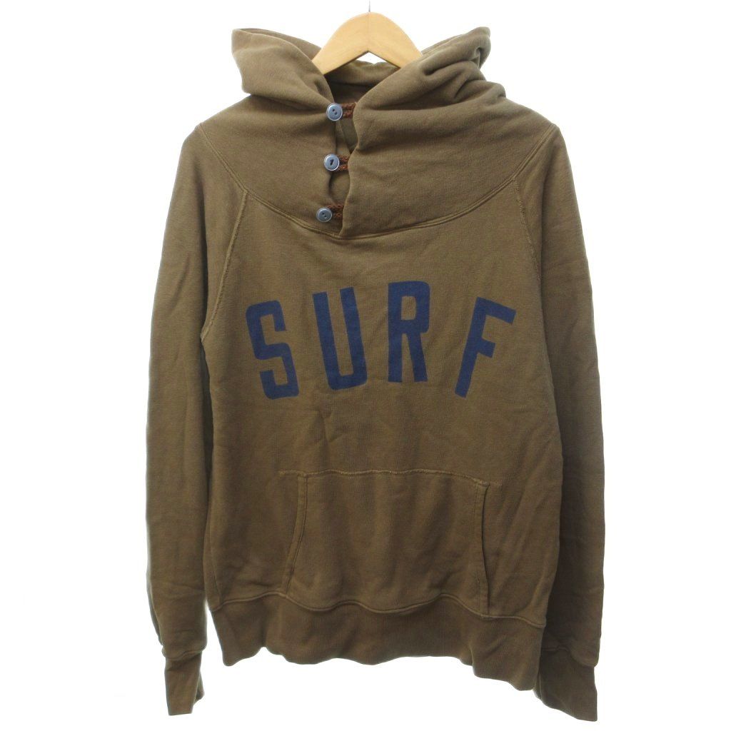 キャピタル kapital パーカー SURF ボタン ハイネック 文字プリント 茶 3 /HW