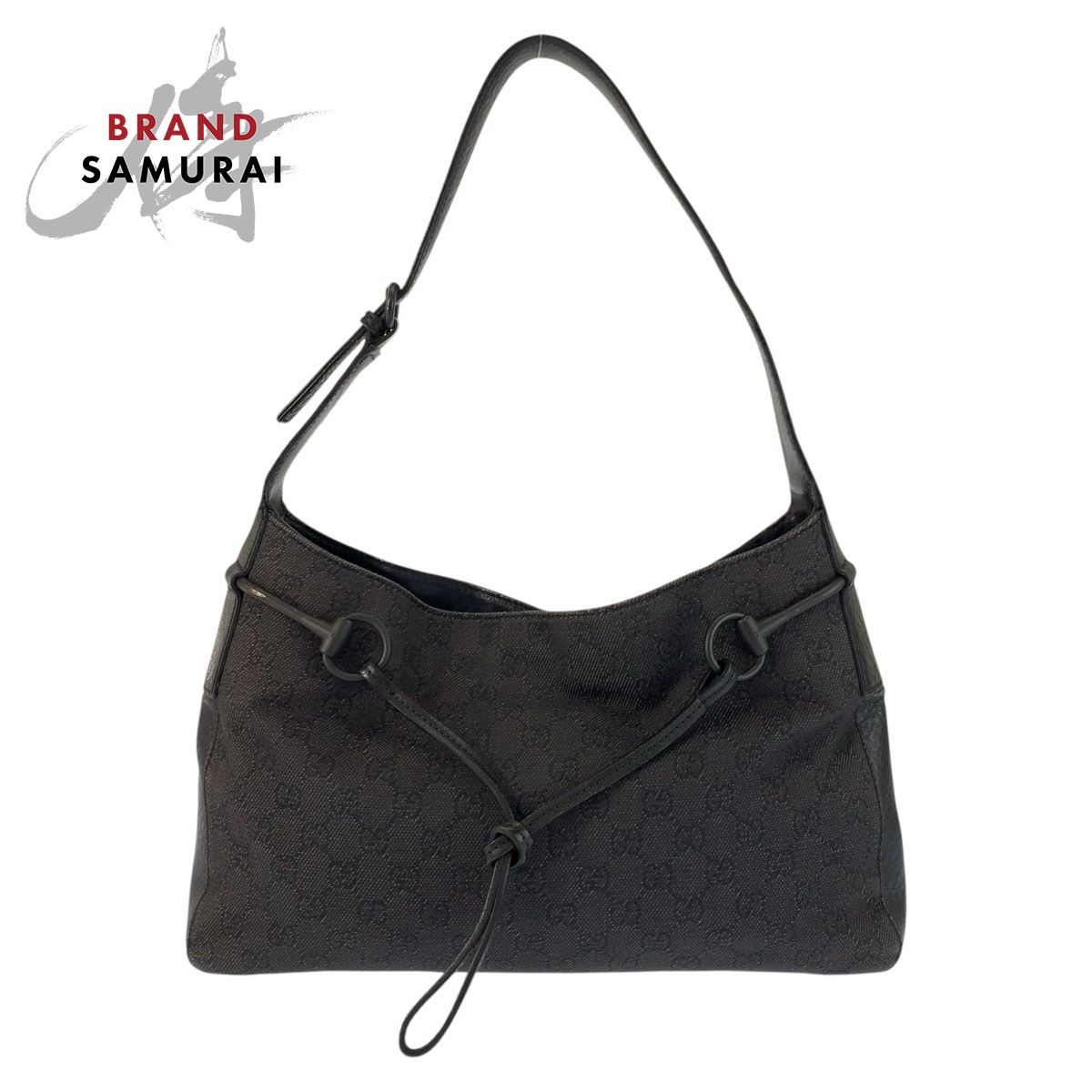 GUCCI グッチ ブラック 黒 GGキャンバス/レザー 101975 ホーボー ショルダーバッグ レディース 602567【中古】