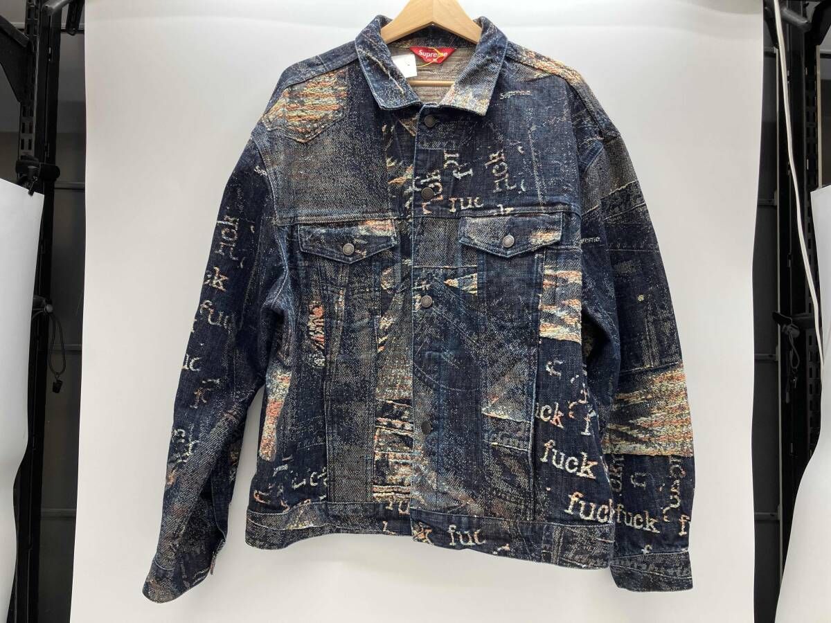 春 SUPREME Archive Denim Jacquard Trucker Jacket アーカイブ デニム ジャカード トラッカー ジャケット インディゴ XL コットン