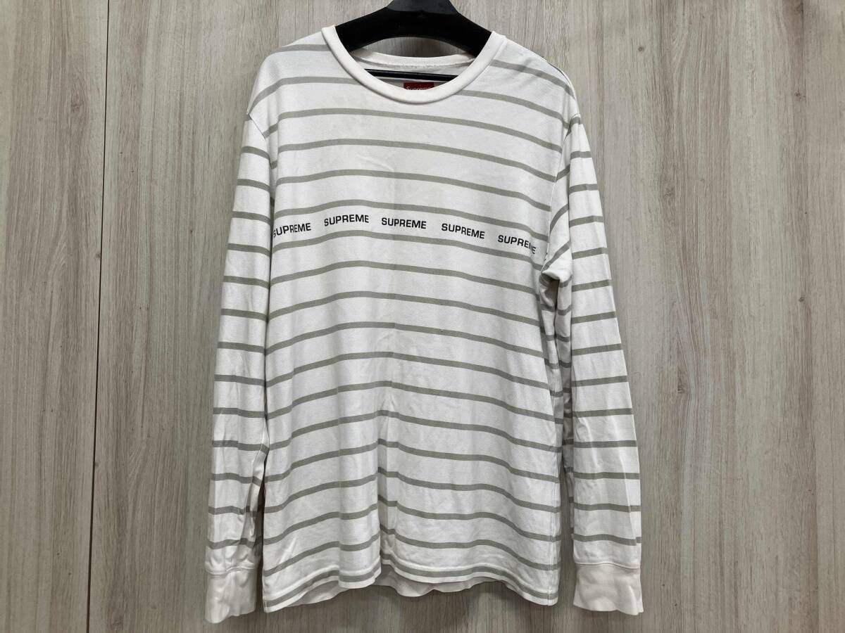 Supreme シュプリーム 長袖Tシャツ ボーダー Lサイズ シミ有り