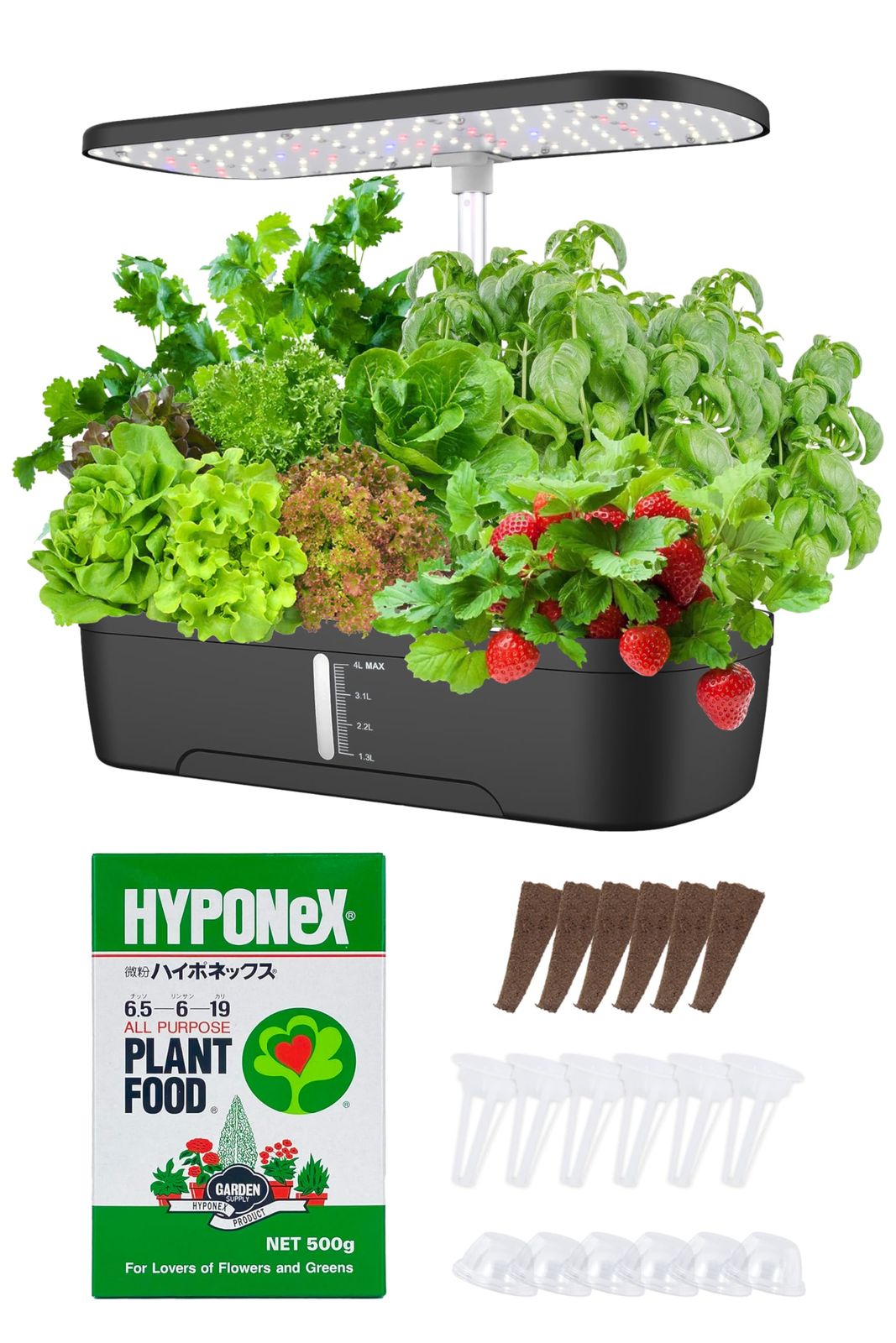 ☆新品☆[MRG] 水耕栽培キット 微粉ハイポネックス500g付き 12株同時栽培 LED植物育成ライト・自動水循環 室内 家庭菜園セット 高さ調整 タイマー搭載 ハーブ 野菜栽培 土不要 育苗 食育にも(03.ブラック(肥料付き)) 0339d31b